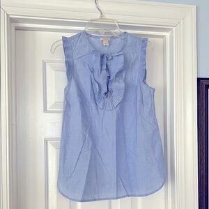 J. Crew Blue Sleeveless Ruffle Top - NWT